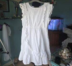 Girls White Eyelet Ruffle Sundress